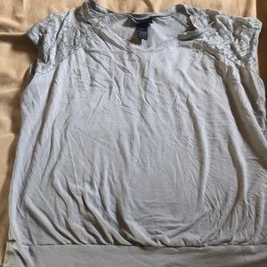 Shirt with lace cap sleeve